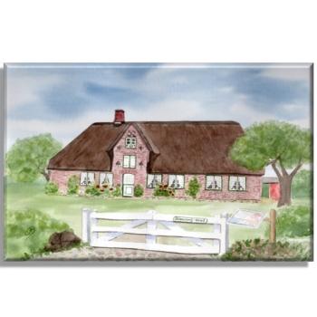 Leinwand 40 x 30 cm Keilrahmen Canvas-Leinen Aquarell Maritim Kunst Druck Kunstdruck Nordsee Amrum Insel Öömrang Hüs Haus Museum